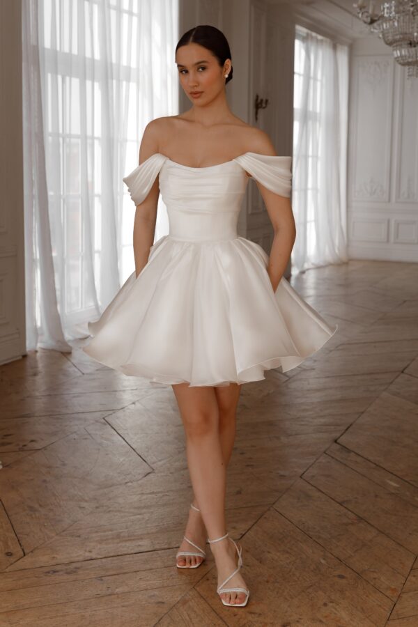 Short Wedding Dress Fiorelia with Detachable Straps - Image 3