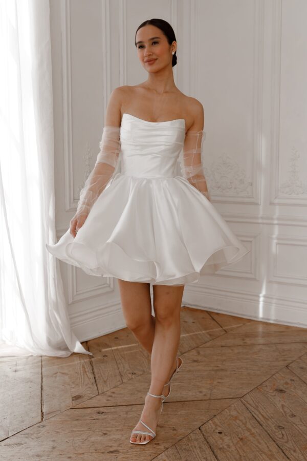 Short Wedding Dress Fiorelia with Detachable Straps - Image 7