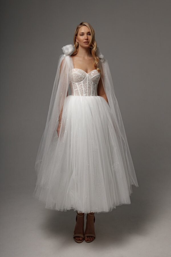Wedding Dress Helena Midi with Detachable Straps - Image 7