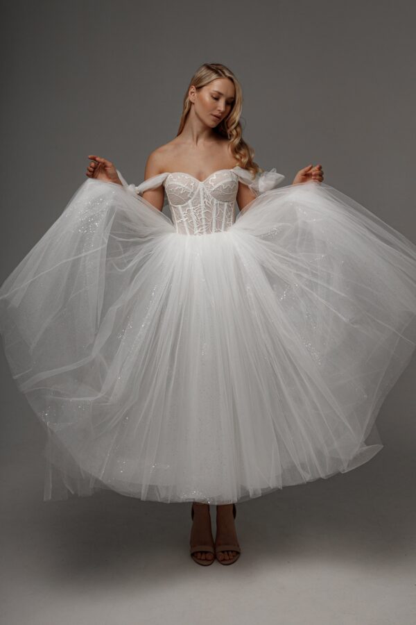 Wedding Dress Helena Midi with Detachable Straps - Image 4